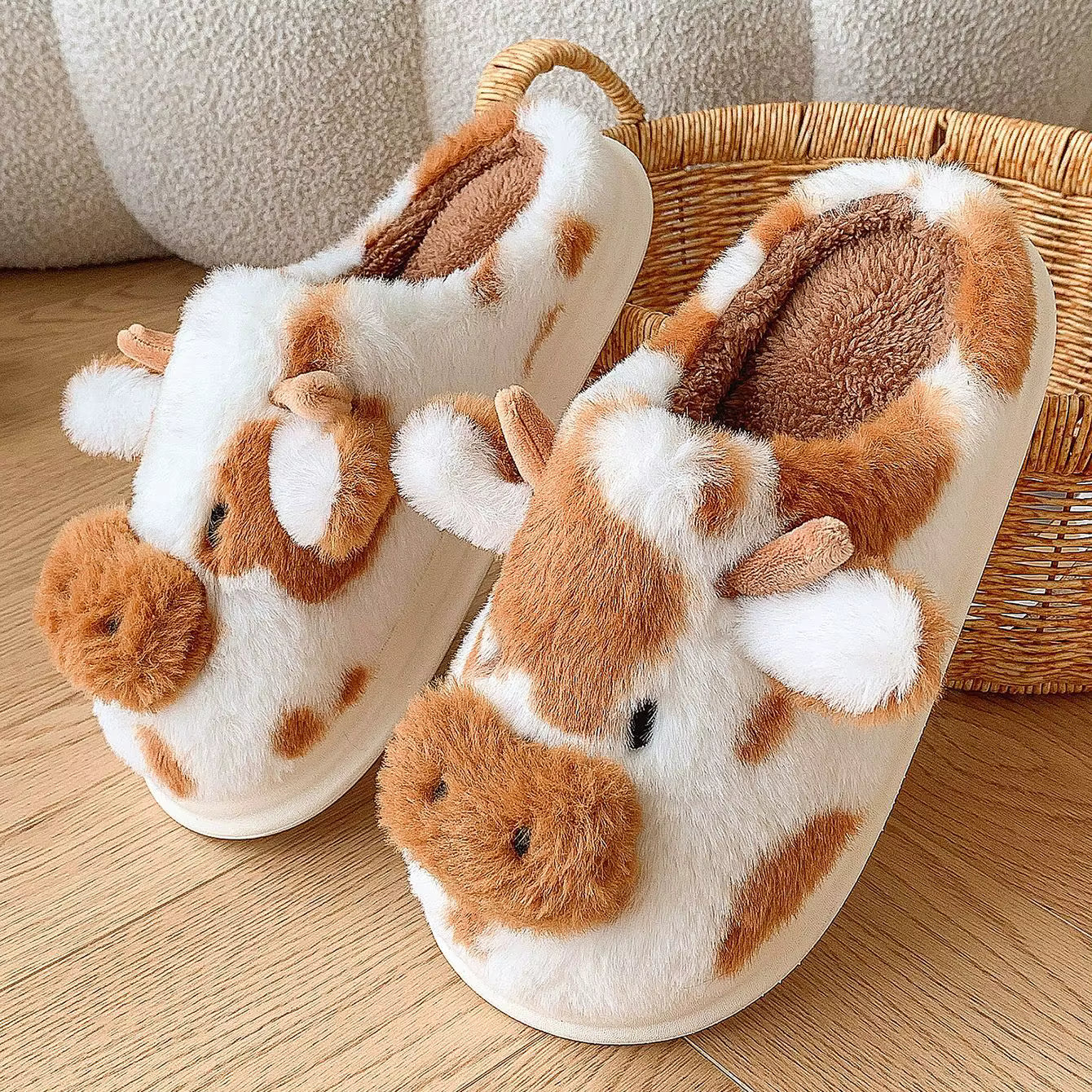 FuzzyFarm- Homemade Cow Slippers