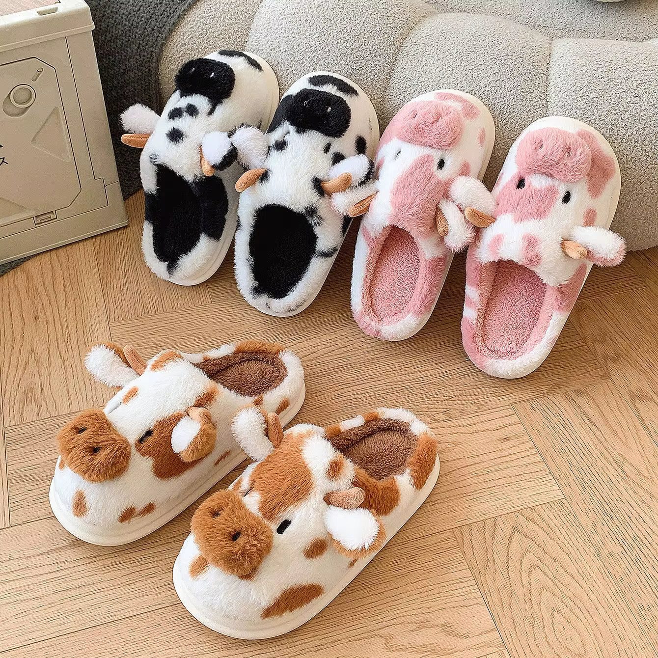 FuzzyFarm- Homemade Cow Slippers