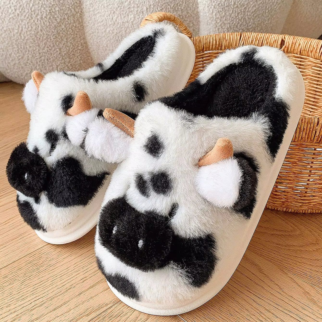 FuzzyFarm- Homemade Cow Slippers